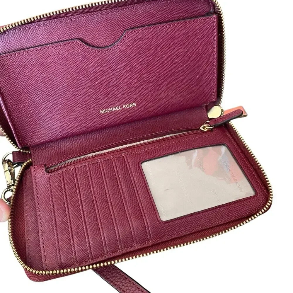 Michael Kors Jet Set Wristlet Zipper Wallet Burgundy